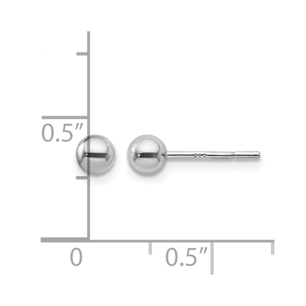 Sterling Silver Rhodium-plated 4mm Polished Ball Post Earrings