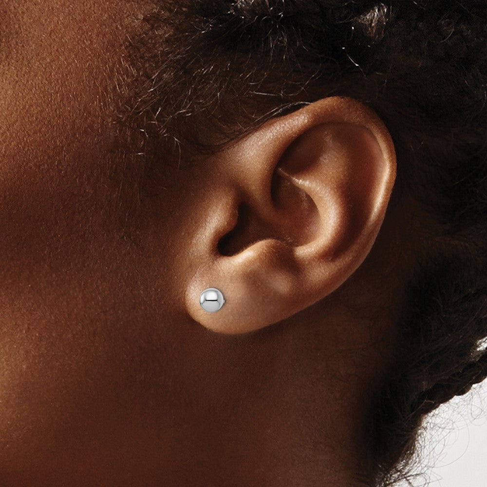 Sterling Silver Rhodium-plated 5mm Polished Ball Post Earrings