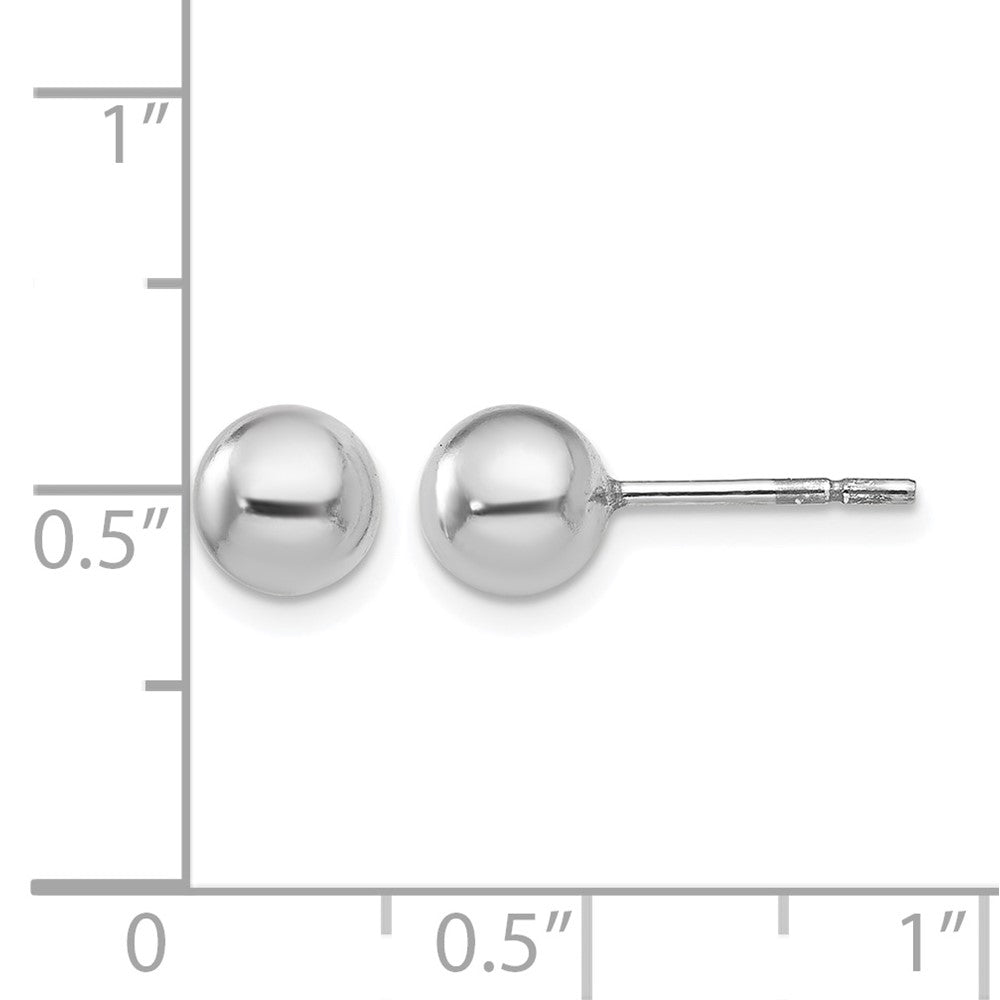 Sterling Silver RH-plated 6mm Polished Ball Post Earrings