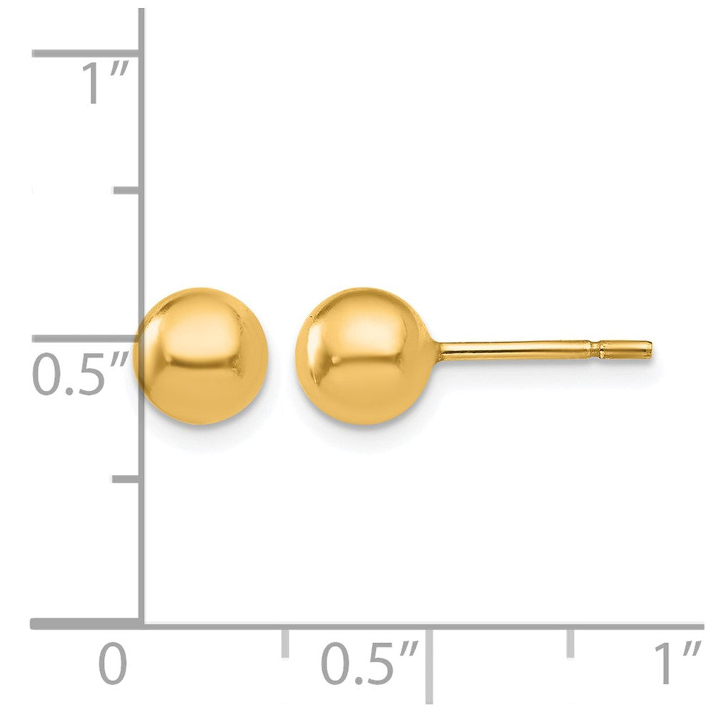 Sterling Silver Gold-plated 6mm Polished Ball Post Earrings