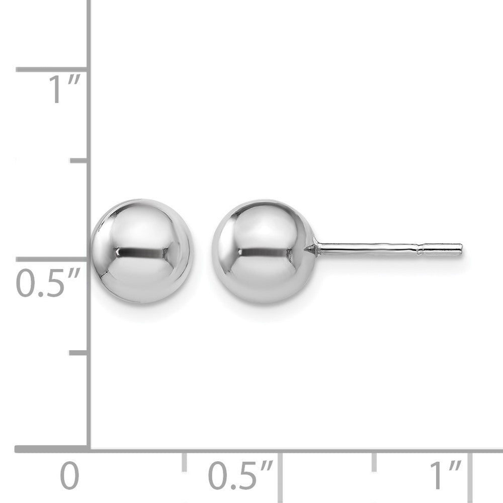 Sterling Silver RH-plated 7mm Polished Ball Post Earrings