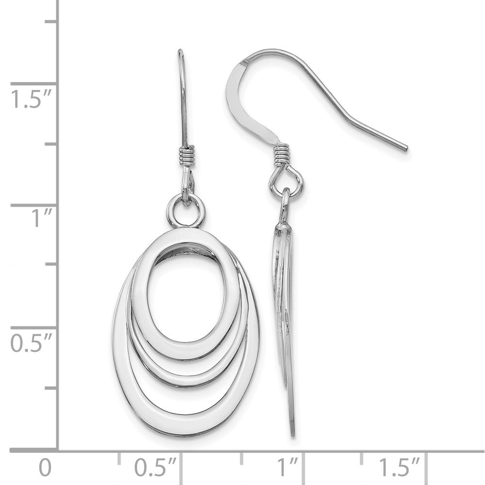 Sterling Silver Rhod-pltd  Polished Shepherd Hook Dangle Earrings