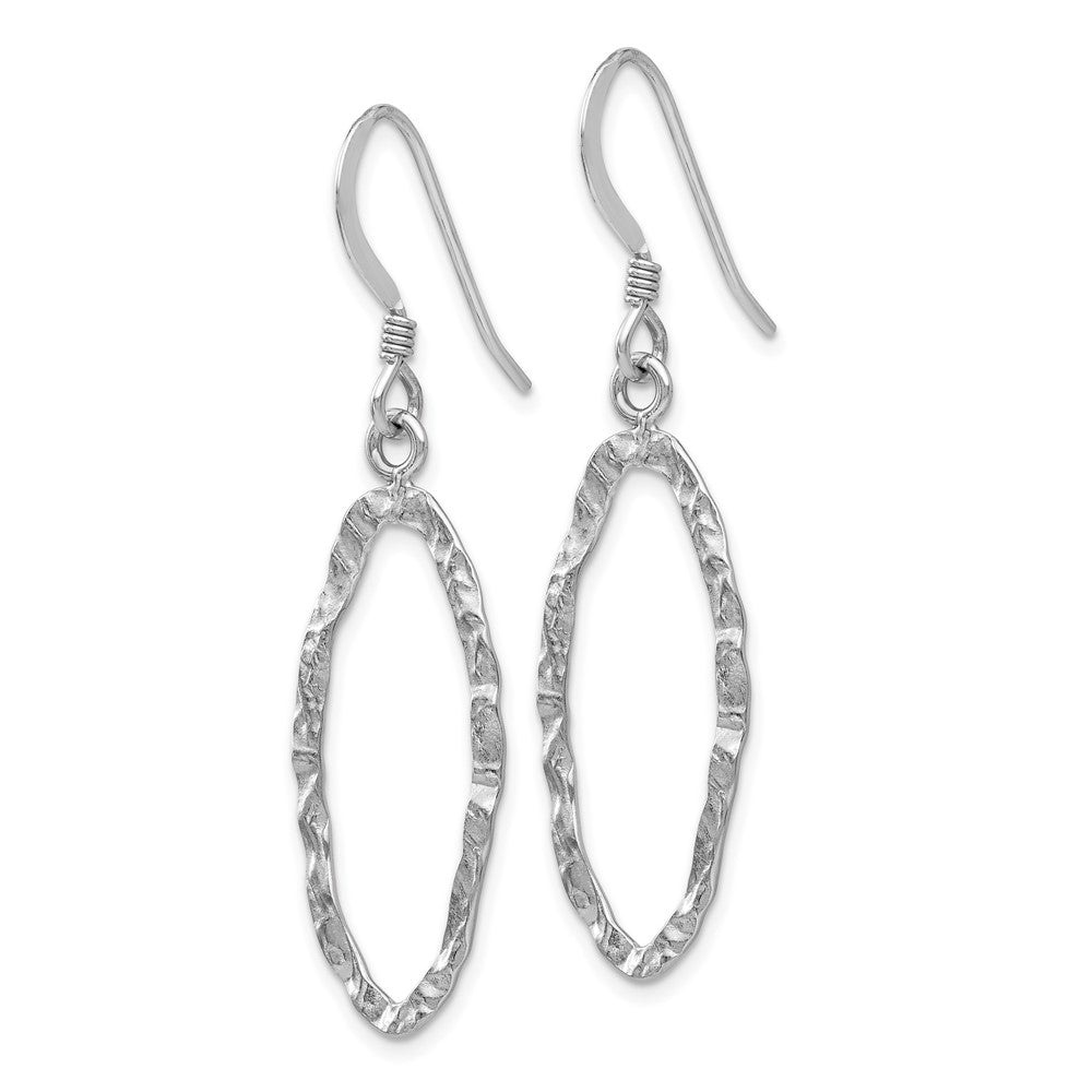 Sterling Silver Rhodium-plated D/C Shepherd Hook Dangle Earrings