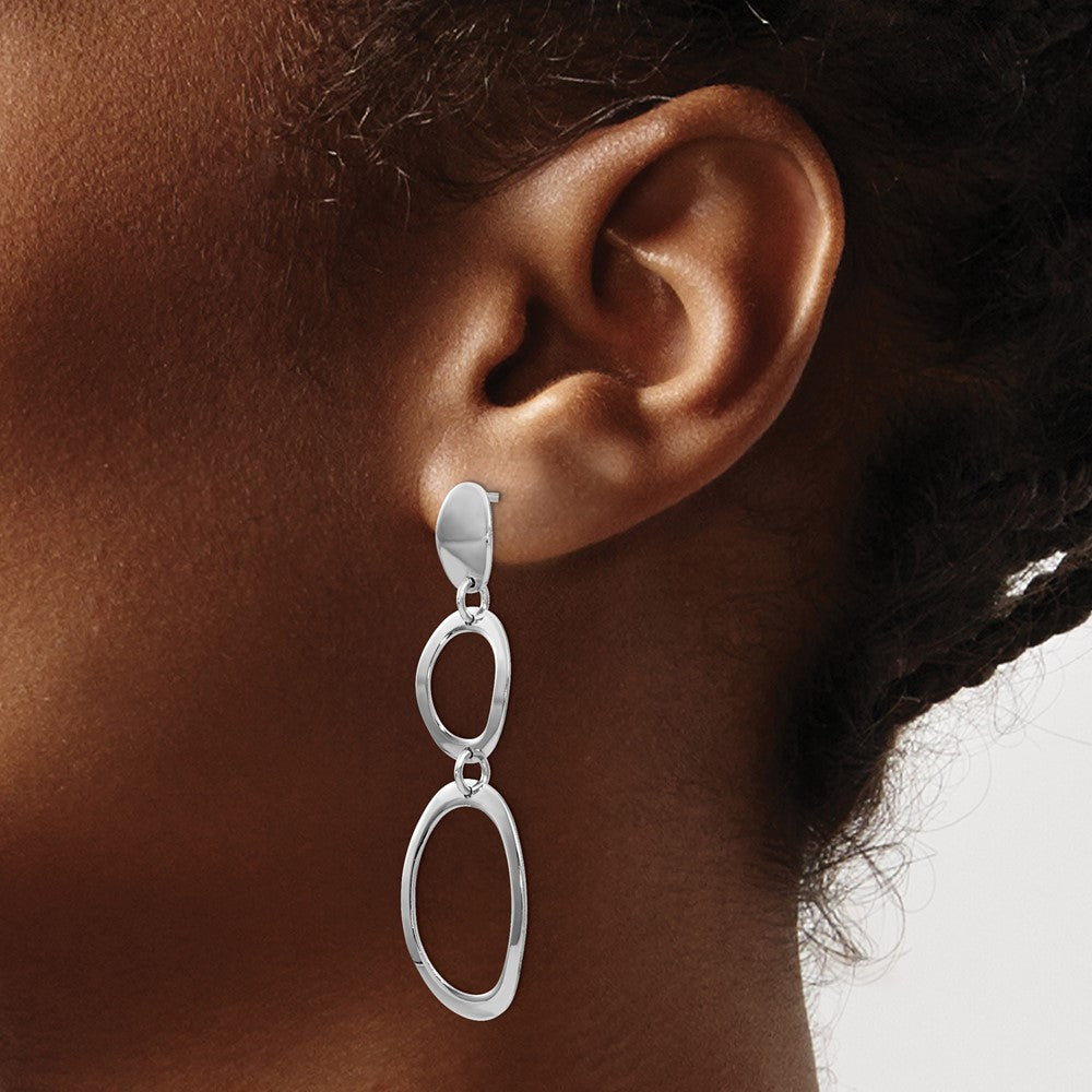 Sterling Silver Rhodium-plated Polished Post Dangle Earrings