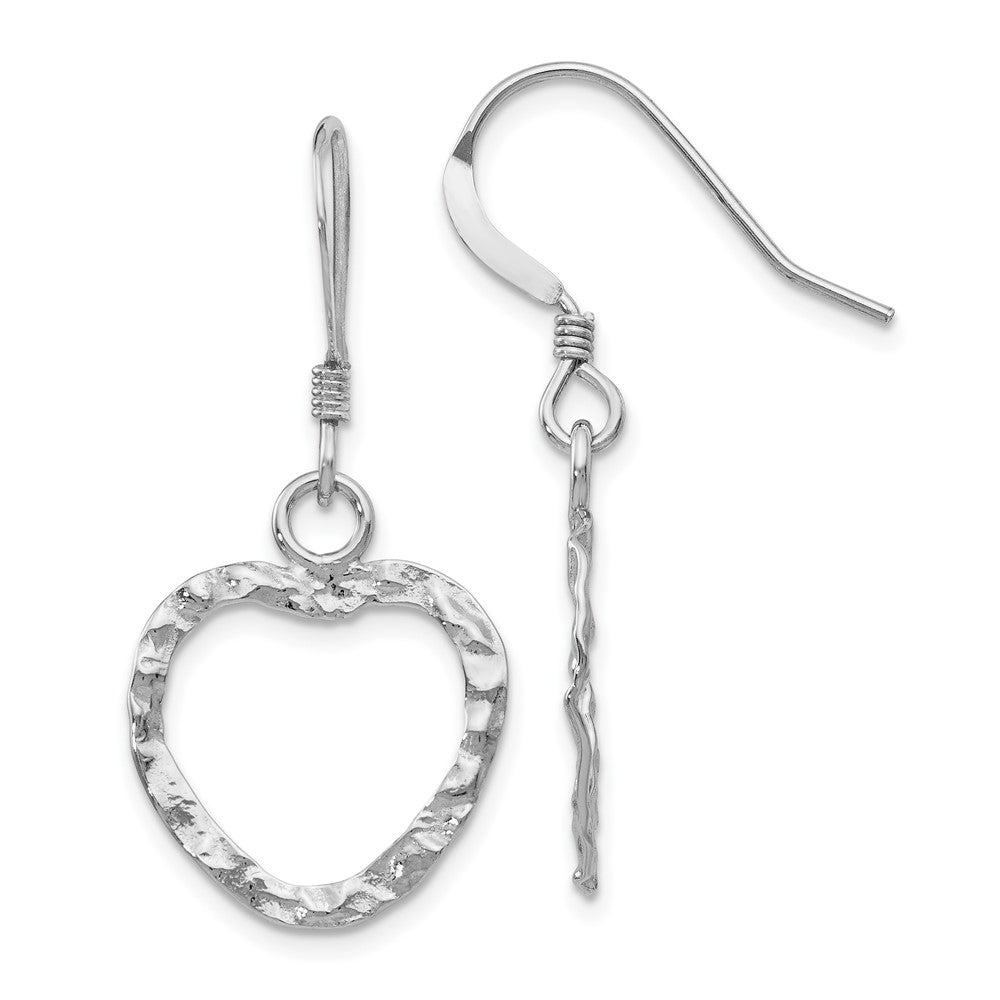 Polished;Sterling silver;Shepherd hook;Textured;Dangle;Metal;Heart