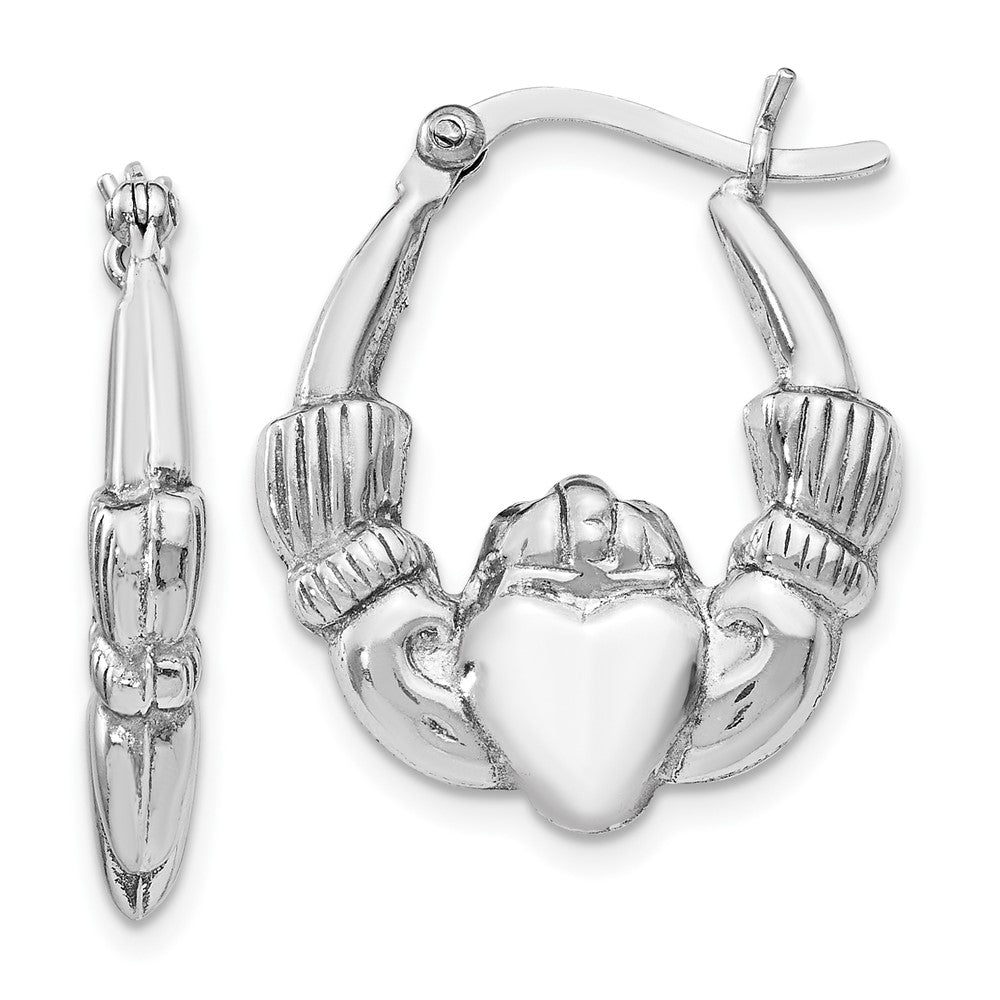 Polished;Sterling silver;Metal;Patterned;Hinged hoop