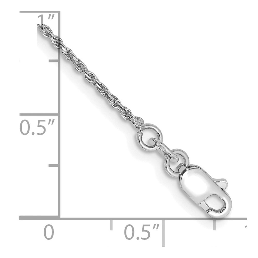 14K White Gold 8 inch 1.15mm Diamond-cut Machine Made Rope with Lobster Clasp Chain Chain