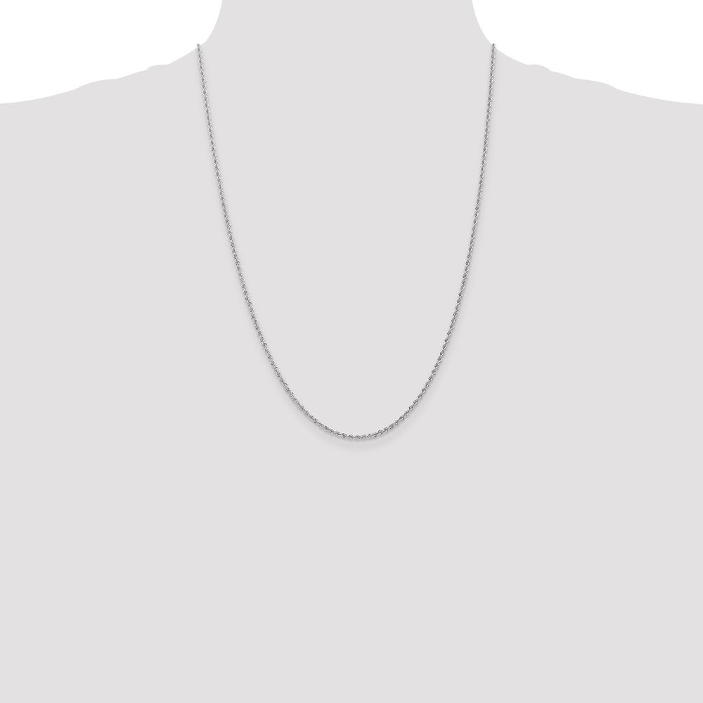 14K White Gold 24 inch 1.5mm Regular Rope with Lobster Clasp Chain