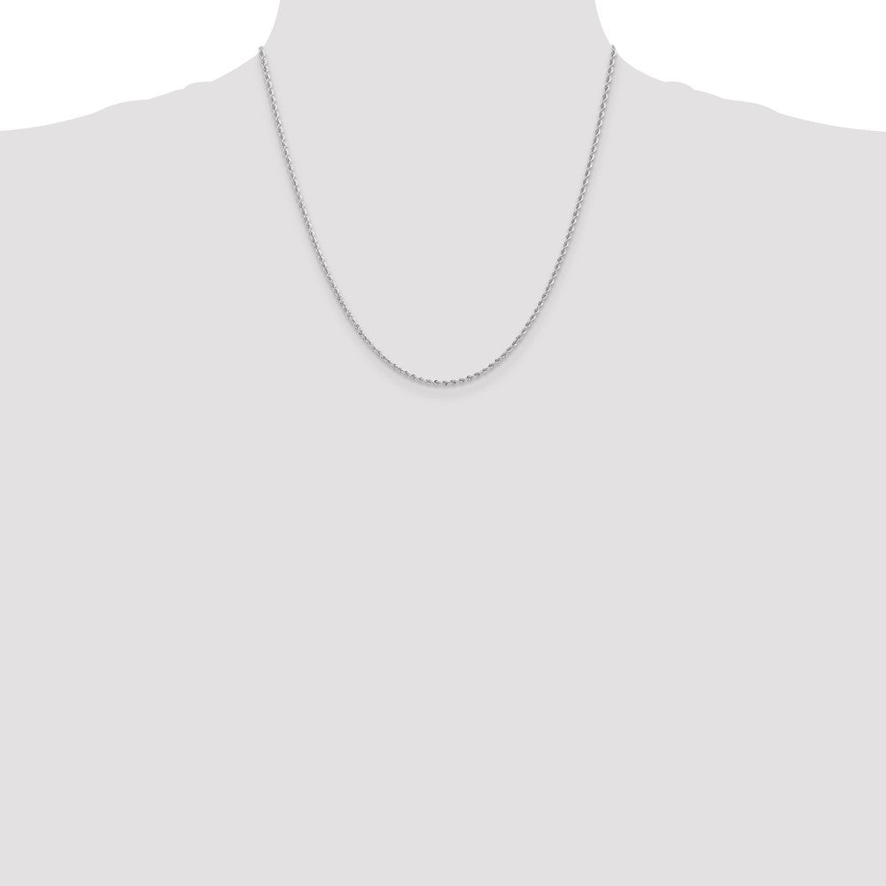 14K White Gold 20 inch 2mm Regular Rope with Lobster Clasp Chain