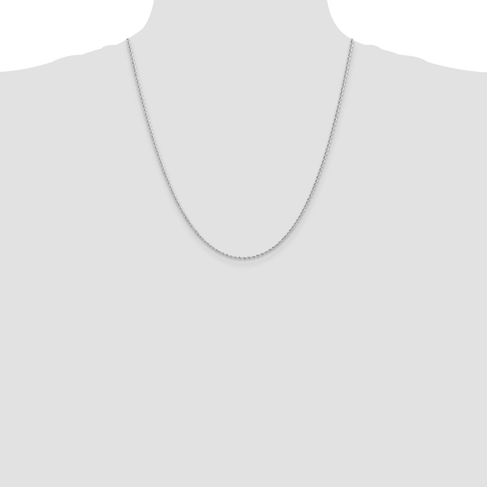 14K White Gold 22 inch 2mm Regular Rope with Lobster Clasp Chain