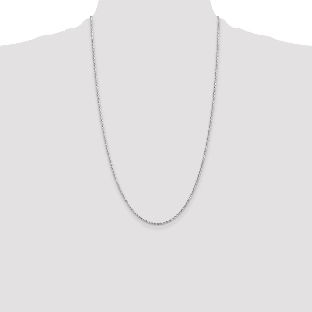 14K White Gold 26 inch 2mm Regular Rope with Lobster Clasp Chain