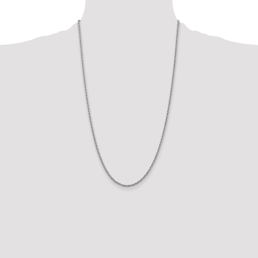 14K White Gold 26 inch 2.5mm Regular Rope with Lobster Clasp Chain