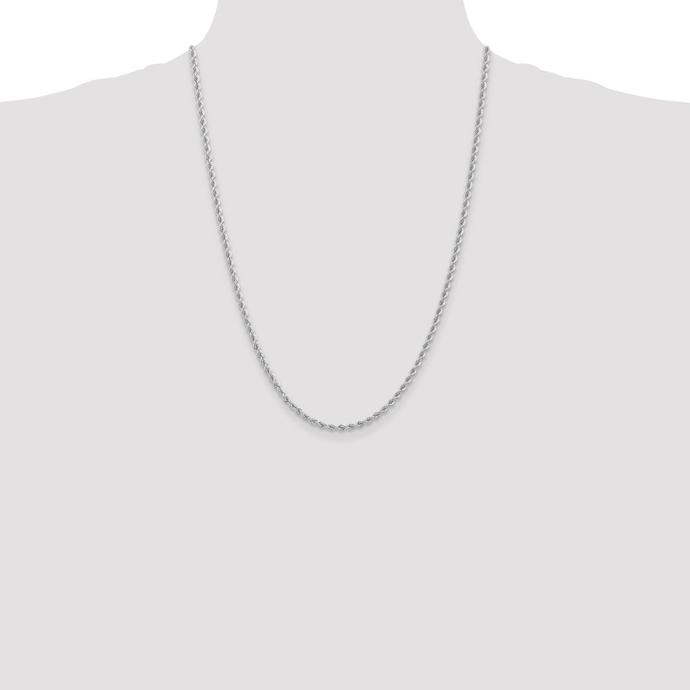 14K White Gold 24 inch 2.75mm Regular Rope with Lobster Clasp Chain