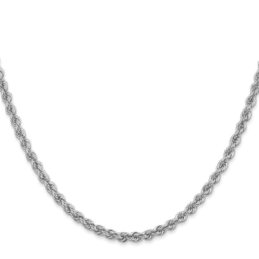 14K White Gold 26 inch 3mm Regular Rope with Lobster Clasp Chain