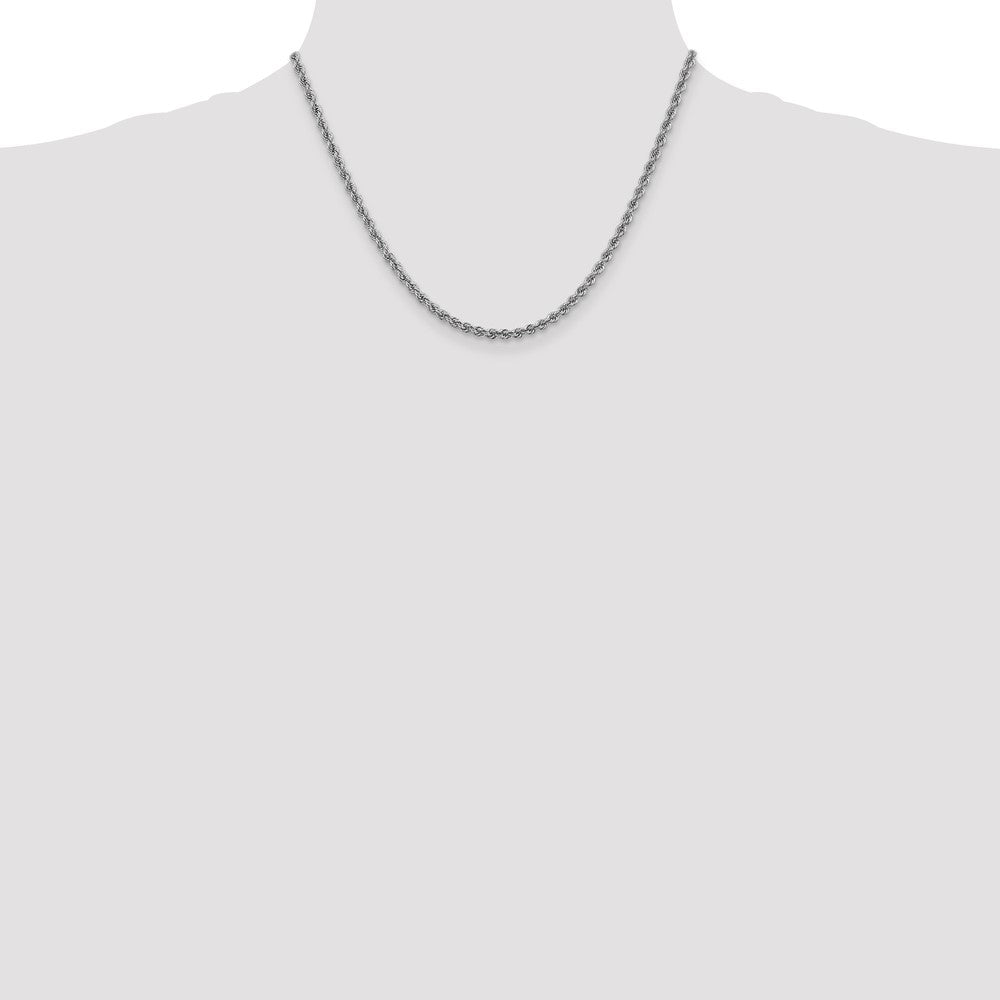 14K White Gold 18 inch 3mm Regular Rope with Lobster Clasp Chain