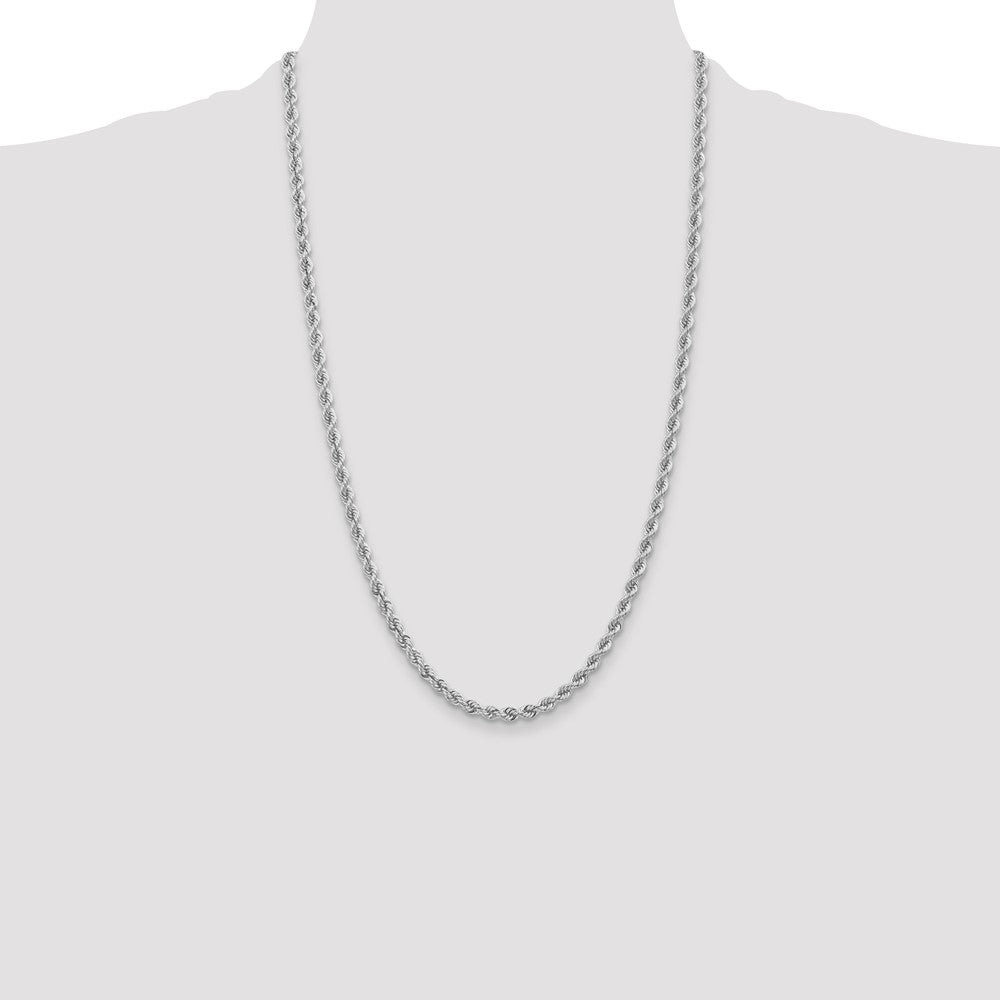 14K White Gold 26 inch 3mm Regular Rope with Lobster Clasp Chain