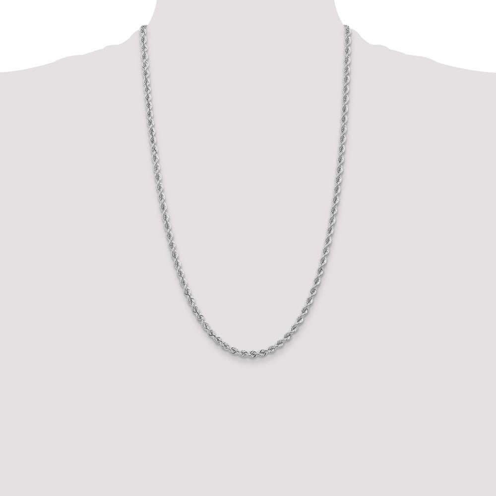 14K White Gold 26 inch 4mm Regular Rope with Lobster Clasp Chain