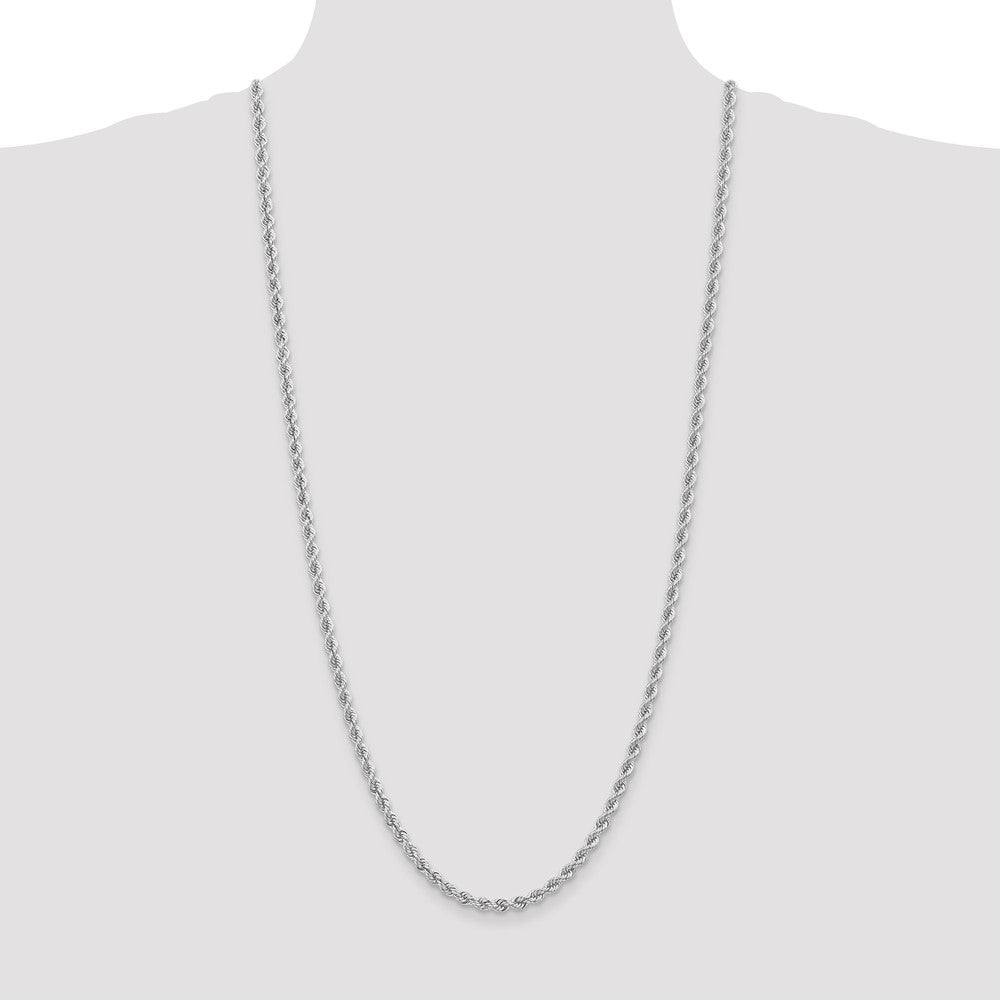 14K White Gold 30 inch 4mm Regular Rope with Lobster Clasp Chain