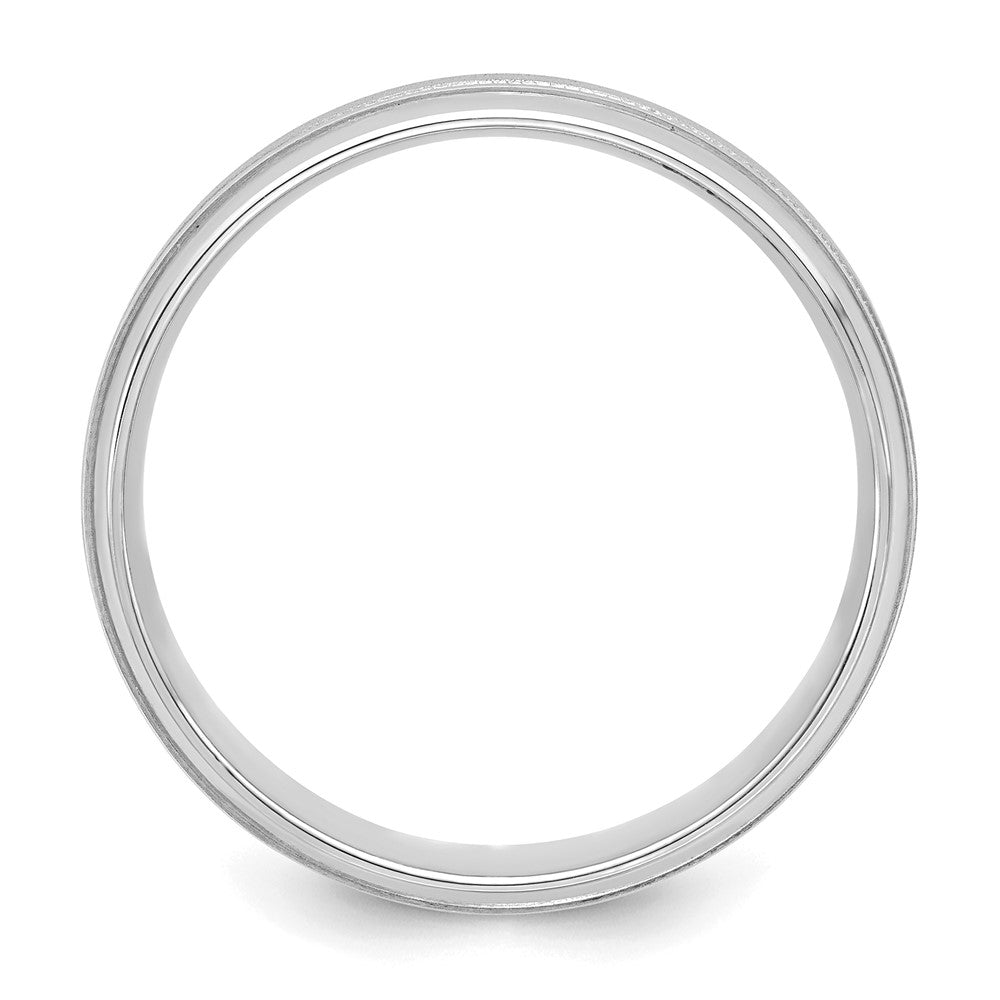 14k White Gold 6mm Heavyweight Comfort Fit Brushed Satin/Polished Milgrain Grooved Edge Wedding Band Size 10
