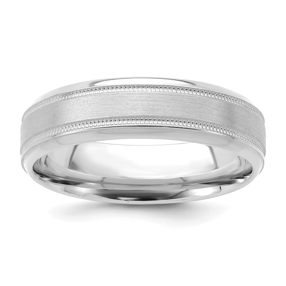 Solid;14K White gold;Comfort fit;Polished & satin;Milgrain;Heavy Weight;Flat;Grooved