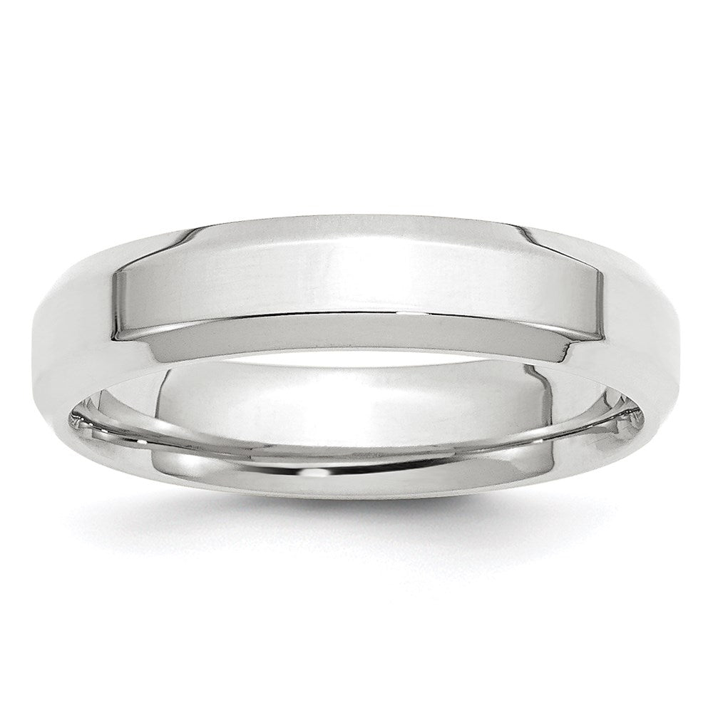 10k White Gold 5mm Beveled Edge Comfort Fit Wedding Band Size 7