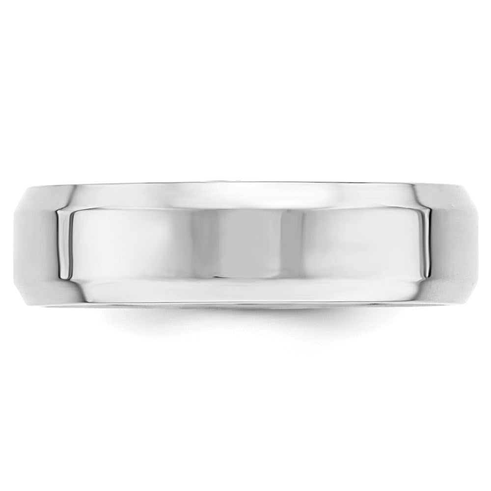 14k White Gold 6mm Beveled Edge Comfort Fit Wedding Band Size 5