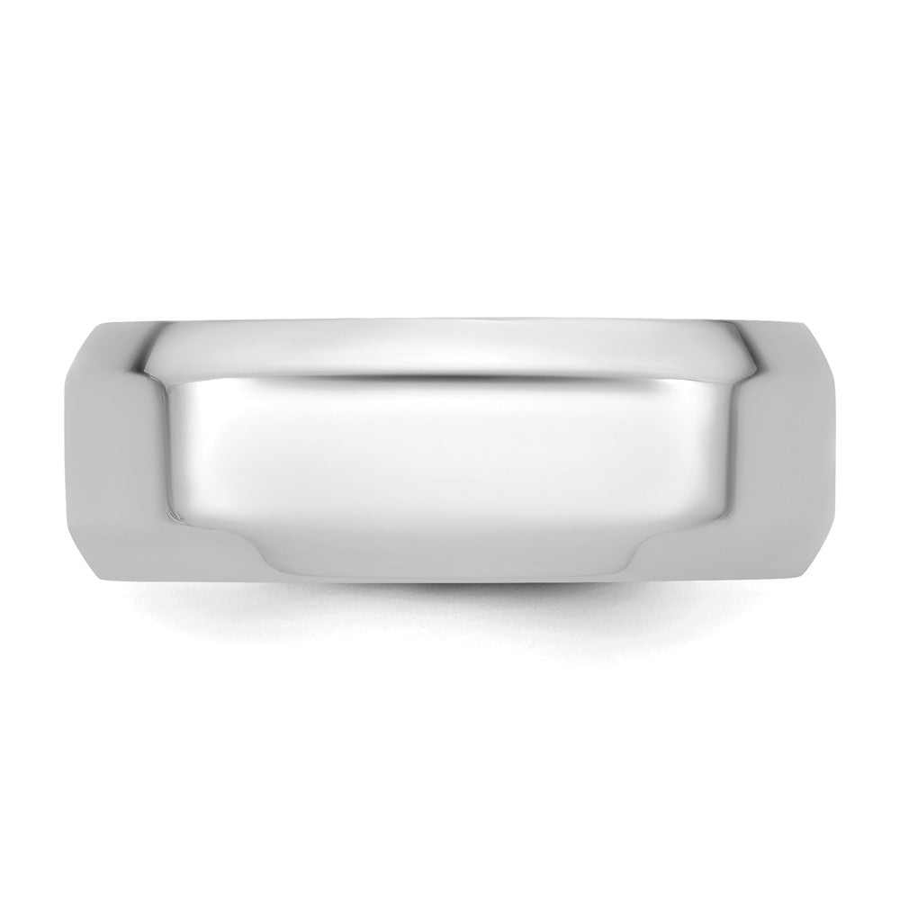 14k White Gold 8mm Beveled Edge Comfort Fit Wedding Band Size 9