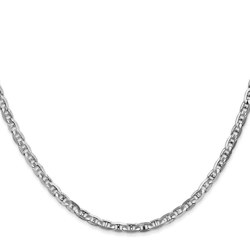 14K White Gold 18 inch 3mm Concave Anchor with Lobster Clasp Chain