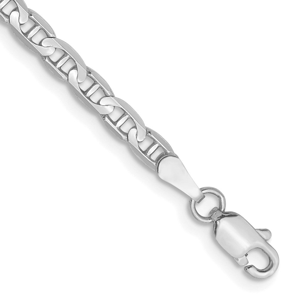 Solid;Polished;14K White gold;Lobster;Concave