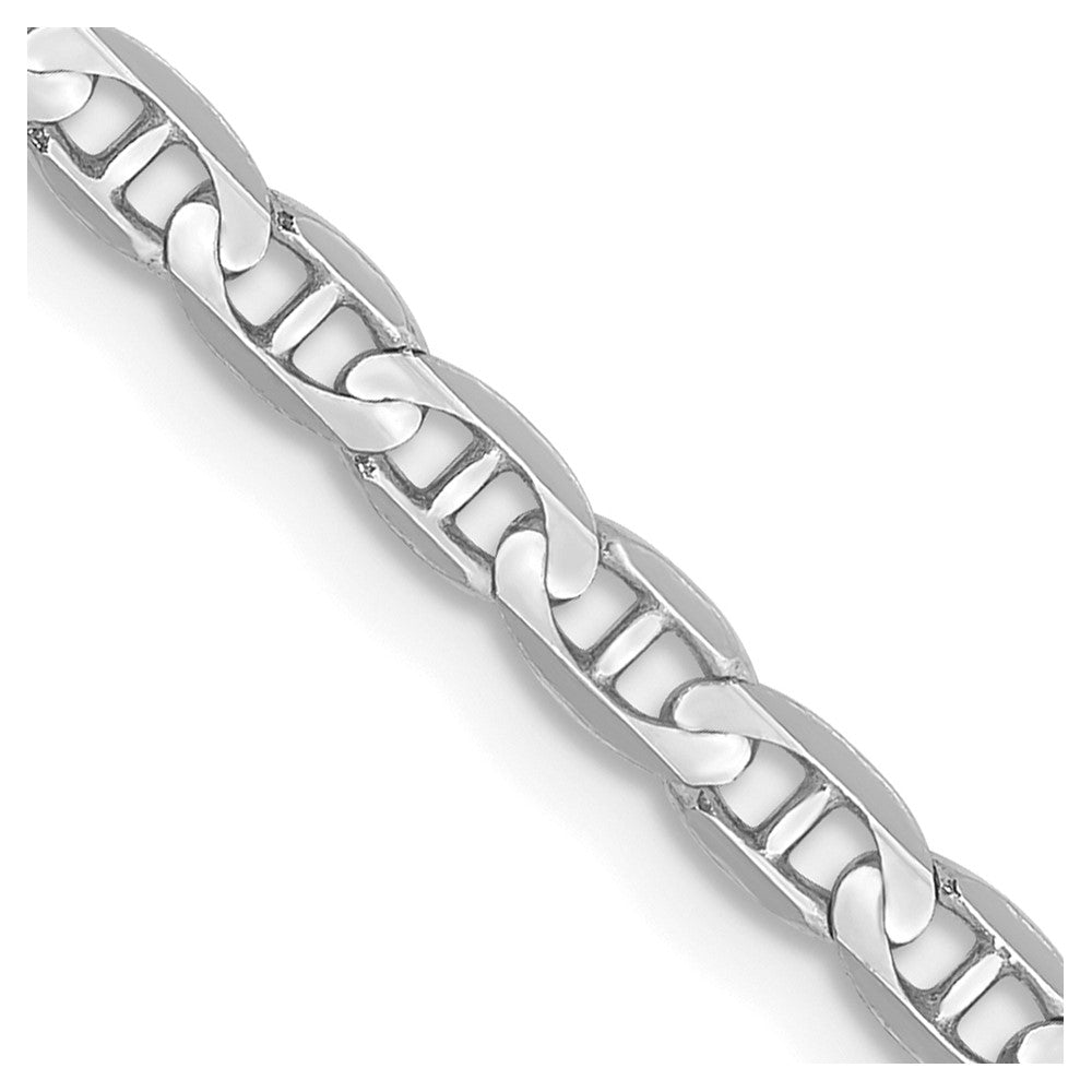 Solid;Polished;14K White gold;Lobster;Concave