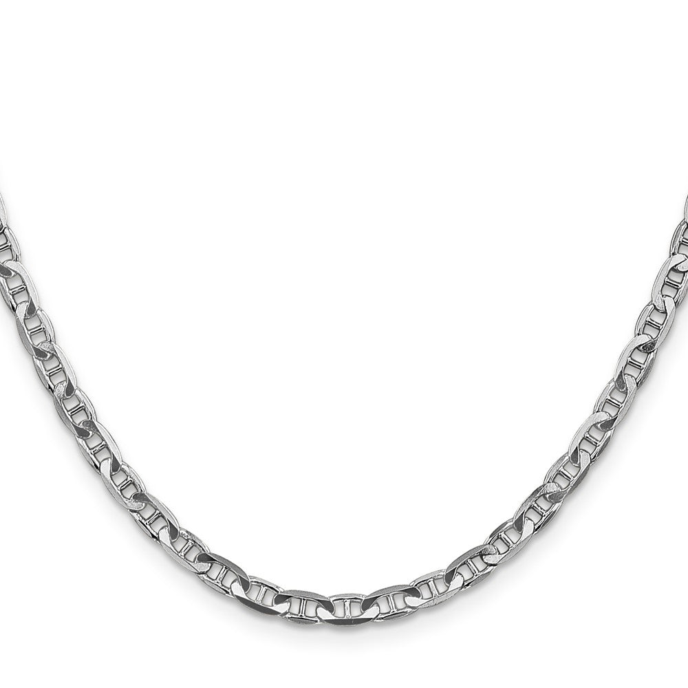 14K White Gold 24 inch 3.75mm Concave Anchor with Lobster Clasp Chain
