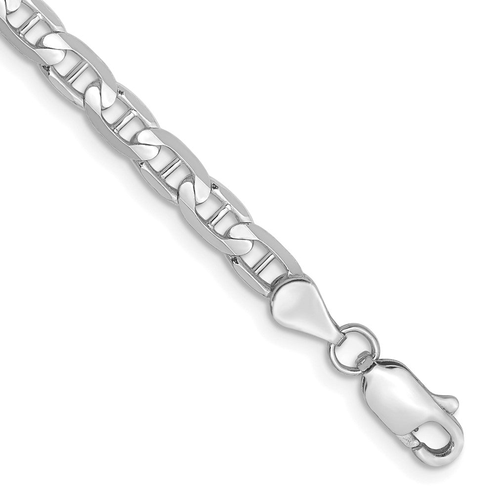 Solid;Polished;14K White gold;Lobster;Concave