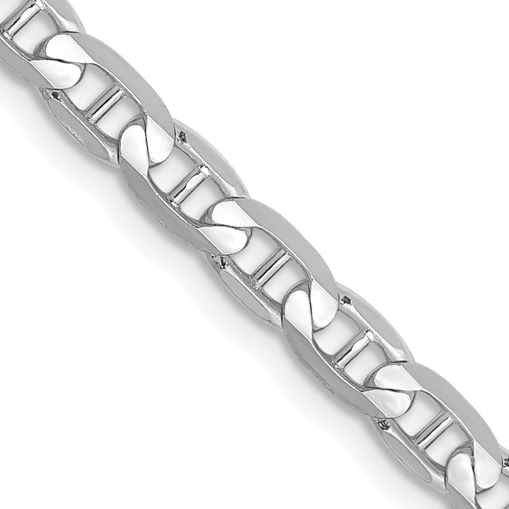 Solid;Polished;14K White gold;Lobster;Concave