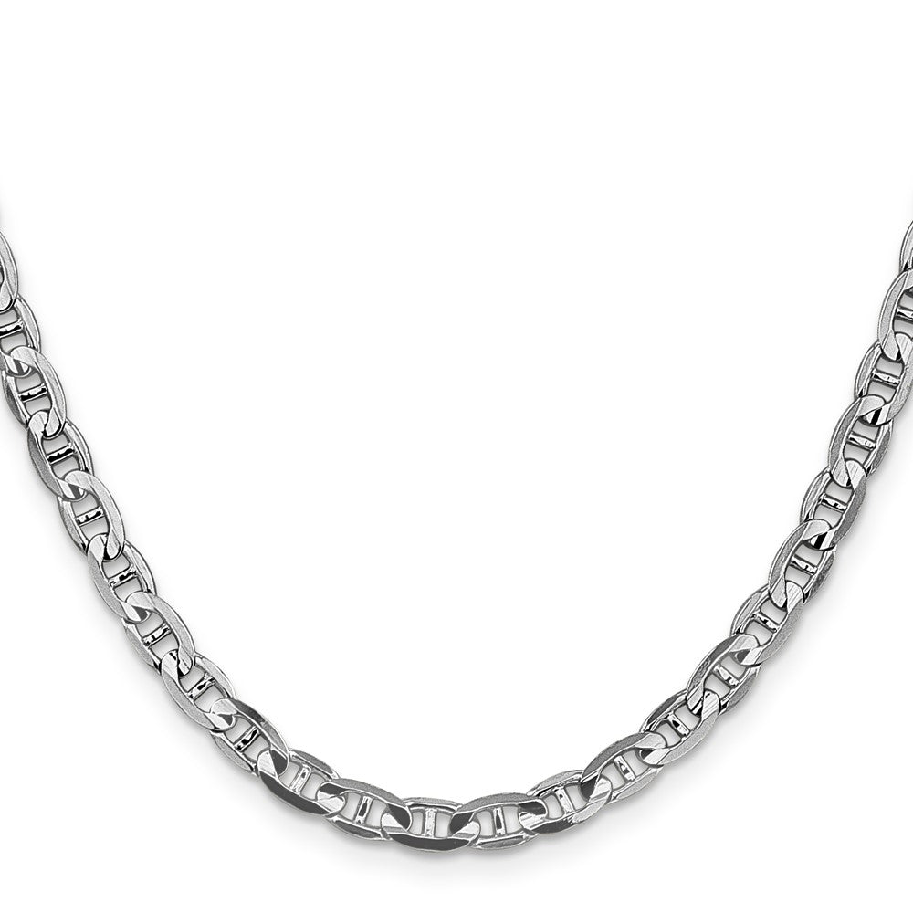 14K White Gold 8 inch 3.75mm Concave Anchor with Lobster Clasp Chain