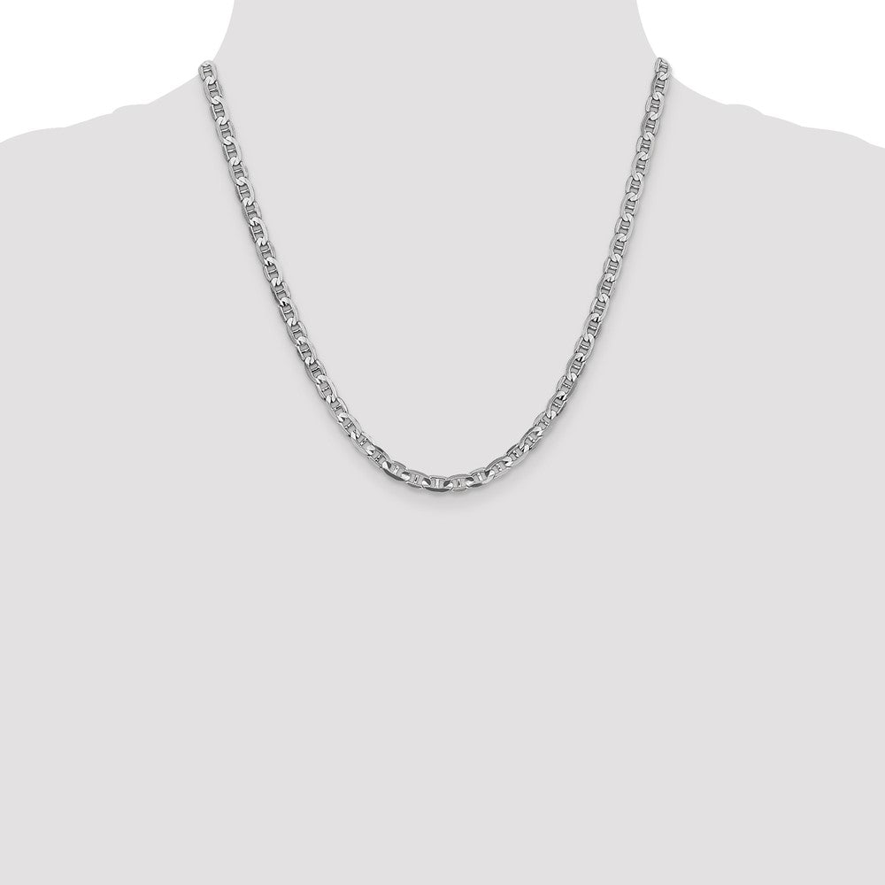 14K White Gold 20 inch 4.5mm Concave Anchor with Lobster Clasp Chain