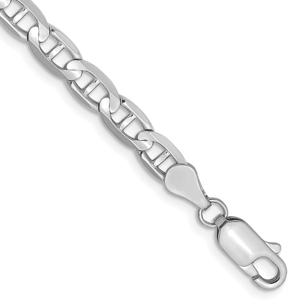 Solid;Polished;14K White gold;Lobster;Concave