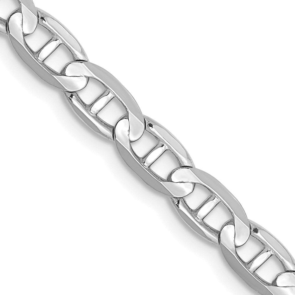 Solid;Polished;14K White gold;Lobster;Concave
