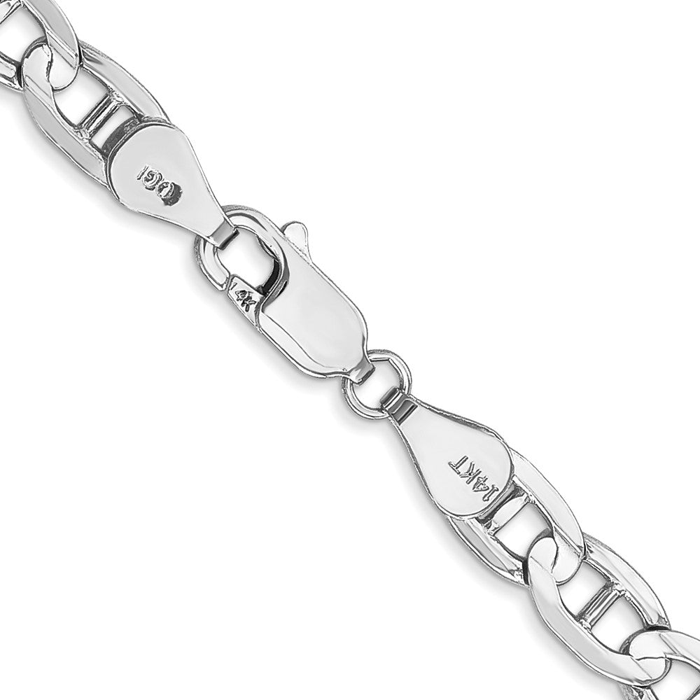 14K White Gold 24 inch 5.25mm Concave Anchor with Lobster Clasp Chain