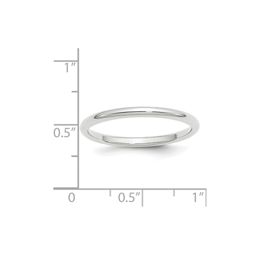 14k White Gold 2mm Standard Weight Comfort Fit Wedding Band Size 4