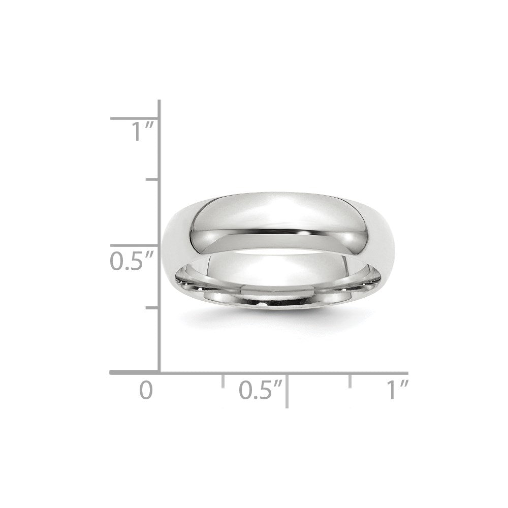 14k White Gold 6mm Standard Weight Comfort Fit Wedding Band Size 11