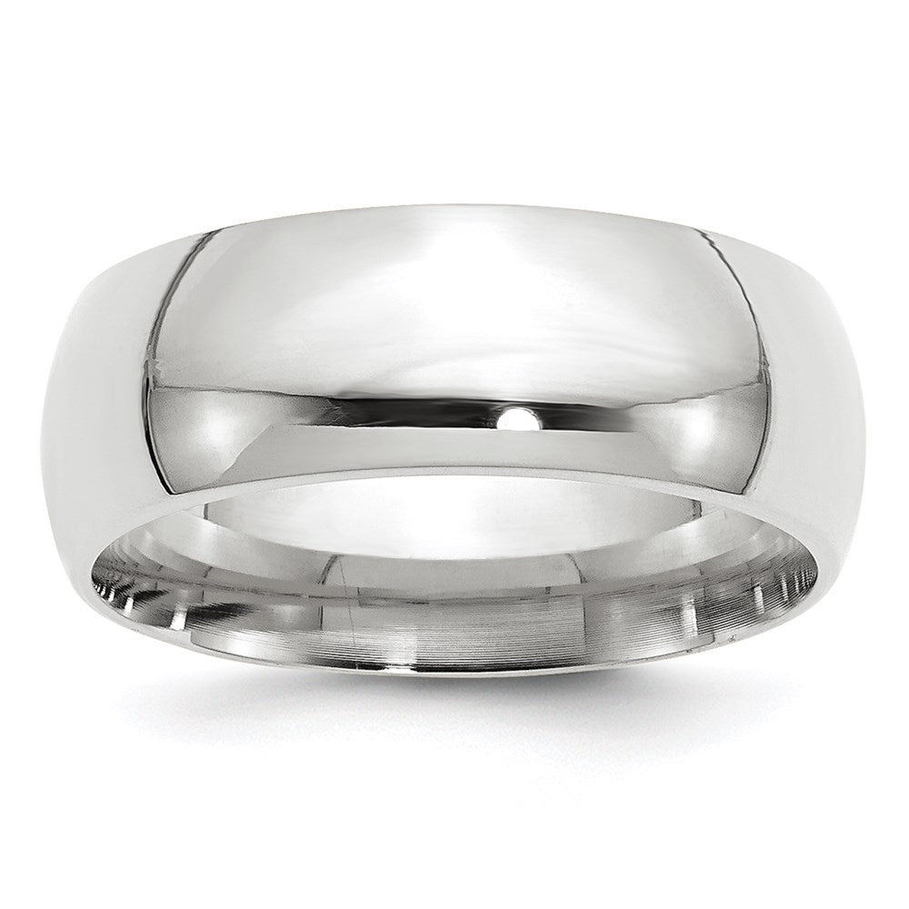 Solid;Polished;14K White gold;Engravable;In-house sizing;Comfort fit;Machined