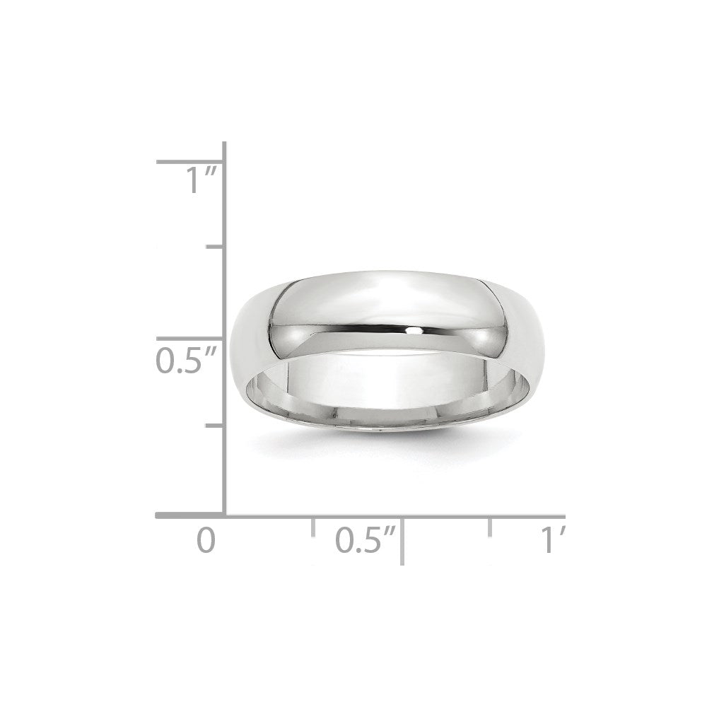 14k White Gold 6mm Lightweight Comfort Fit Wedding Band Size 12