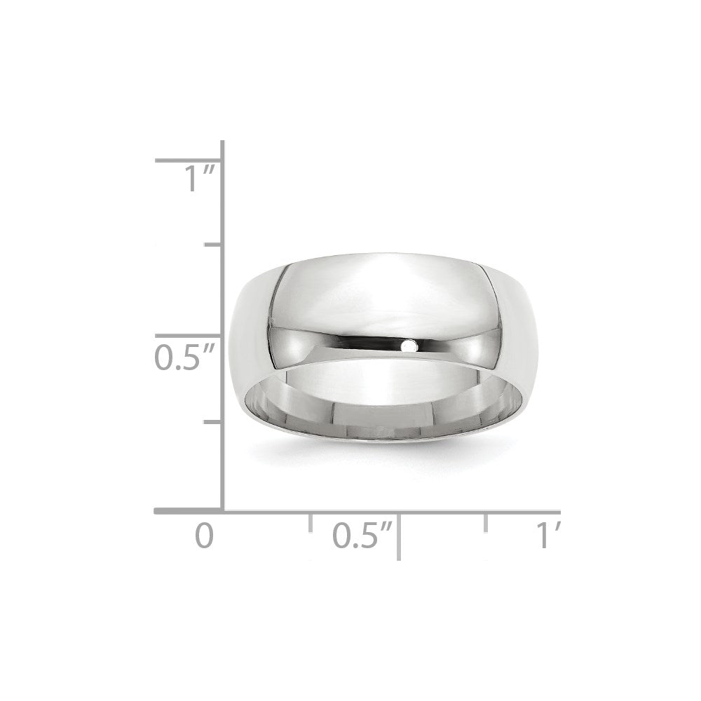 10k White Gold 8mm Lightweight Comfort Fit Wedding Band Size 11