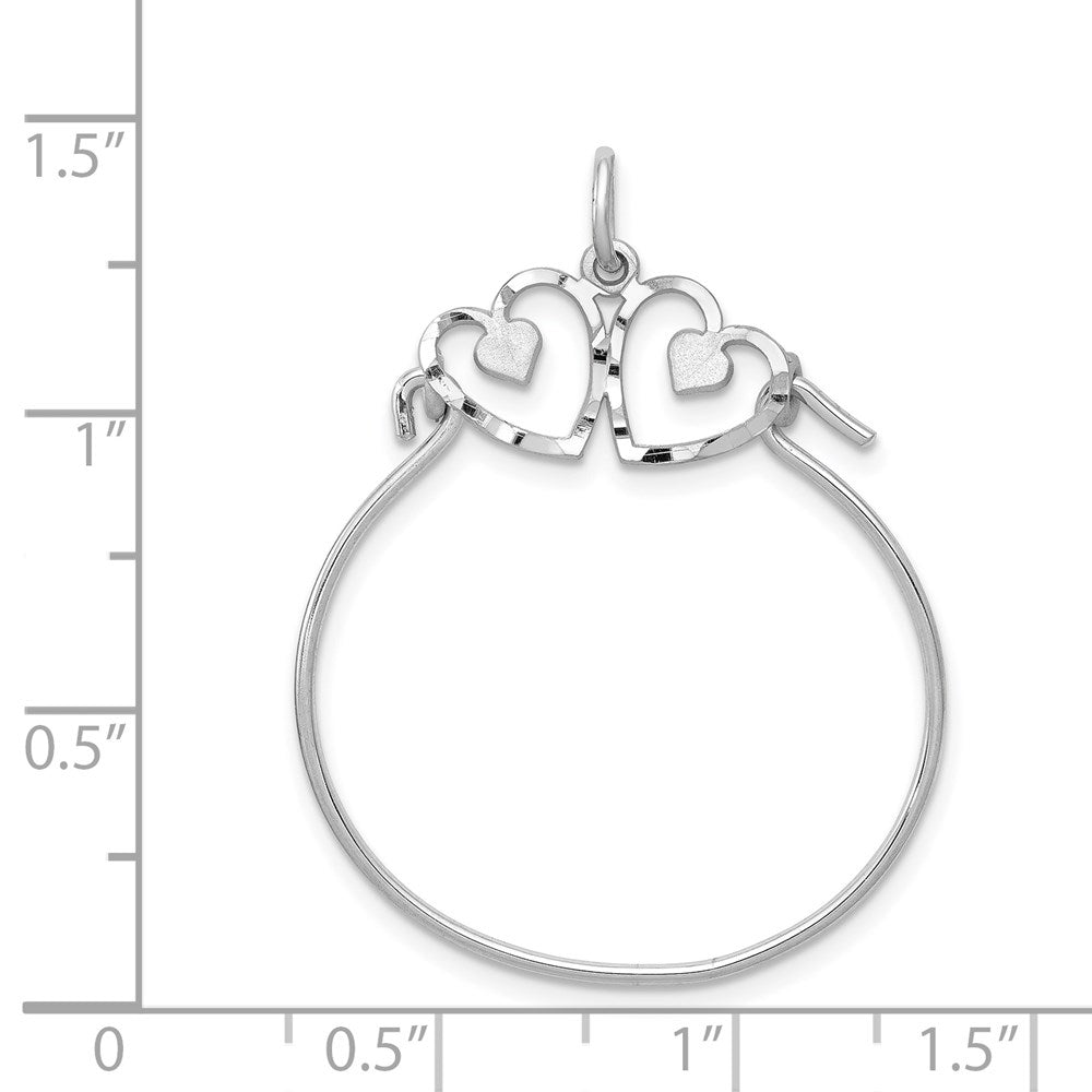 14k White Gold Diamond-cut Heart Charm Holder Pendant