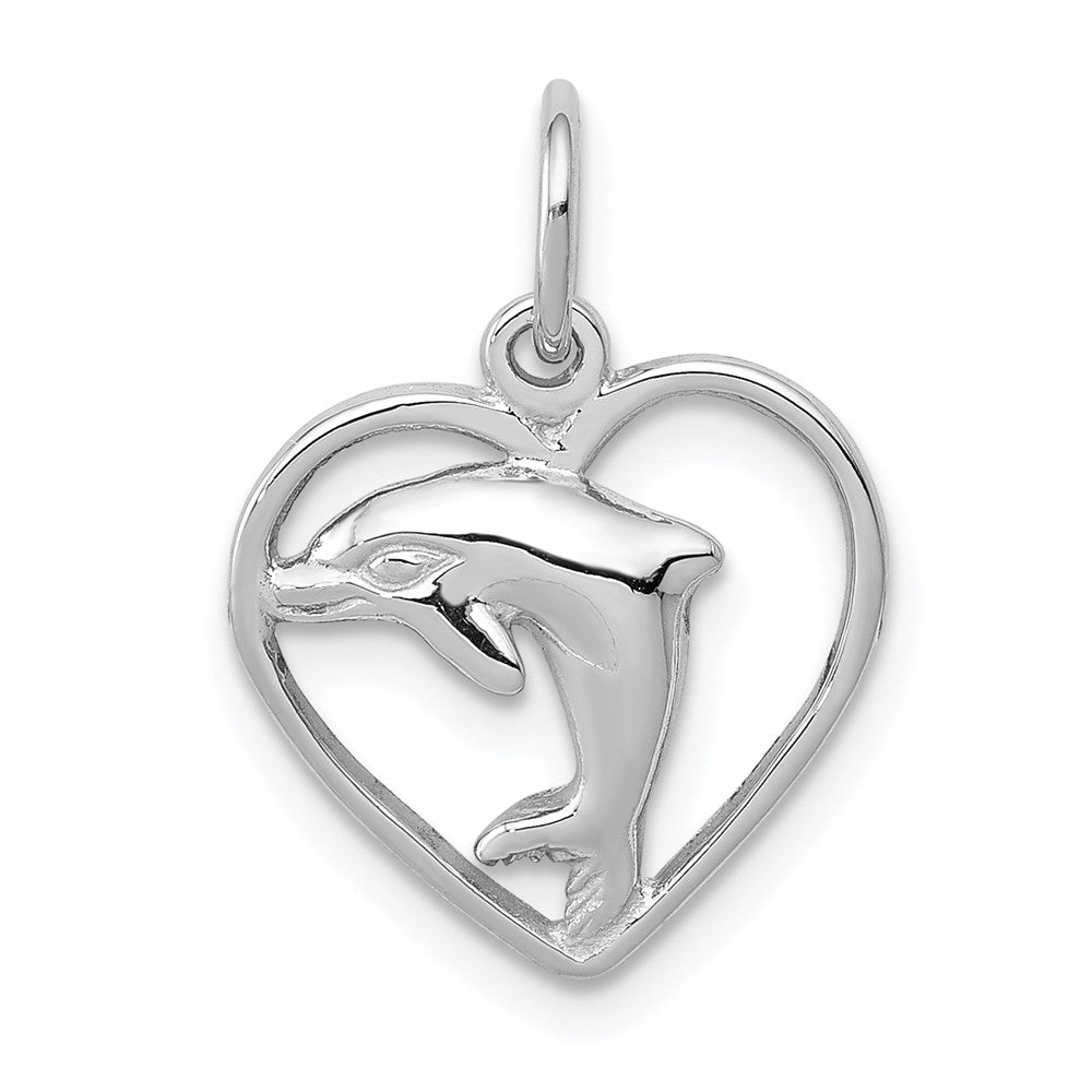 Solid;Casted;Polished;14K White gold;Open back;Heart