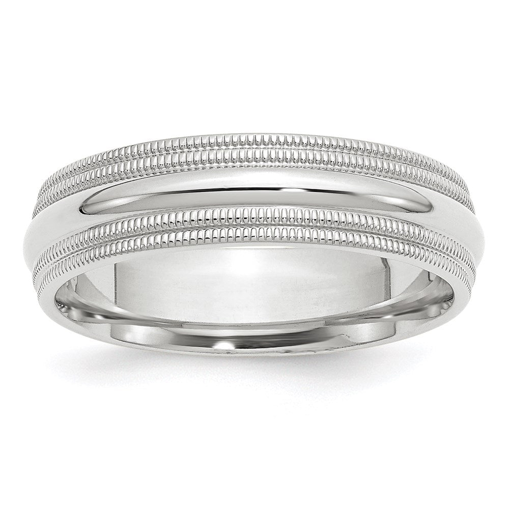 Solid;Polished;Engravable;10K White gold;Comfort fit;Milgrain;Machined