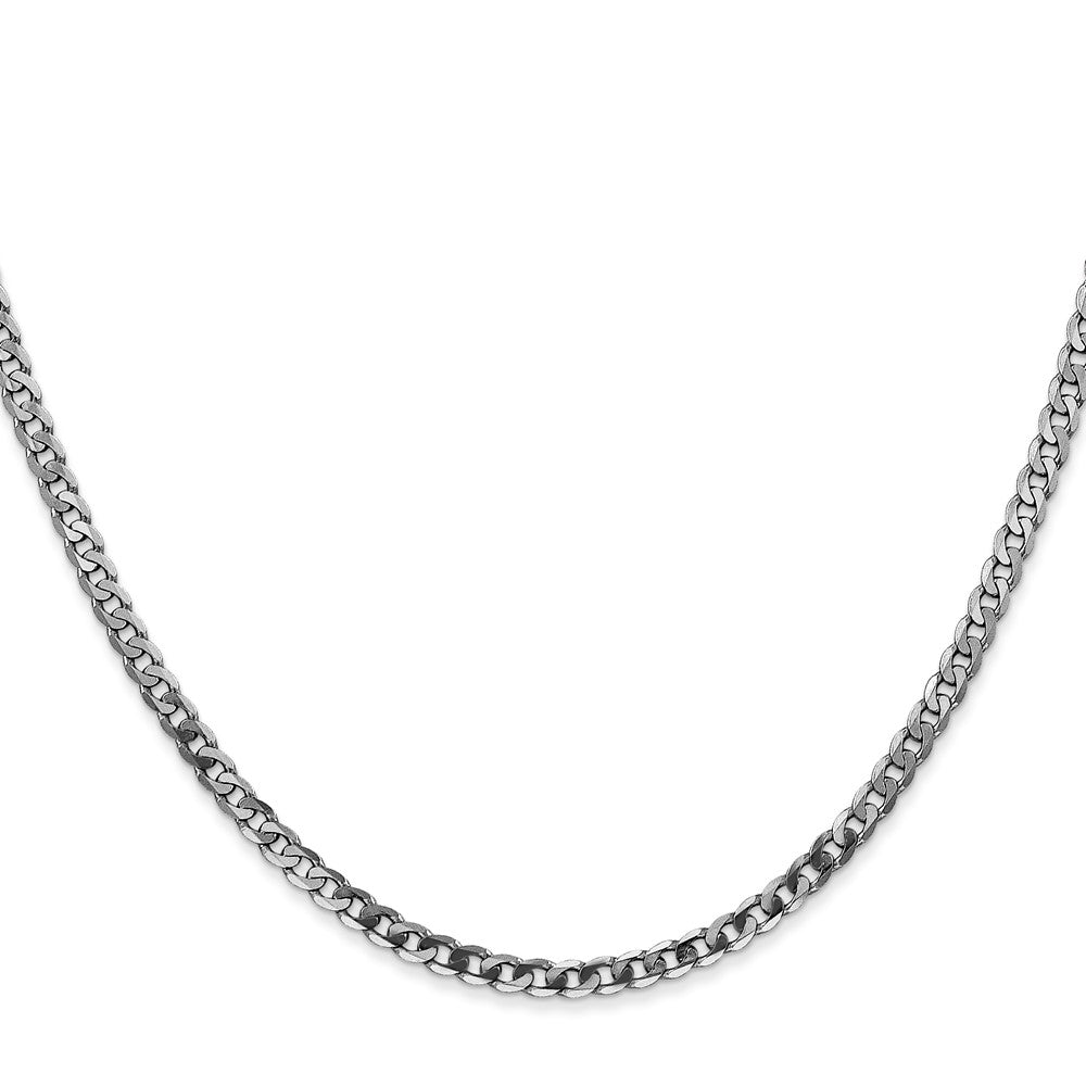 14K White Gold 18 inch 2.9mm Flat Beveled Curb with Lobster Clasp Chain