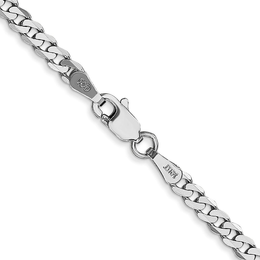 14K White Gold 18 inch 2.9mm Flat Beveled Curb with Lobster Clasp Chain