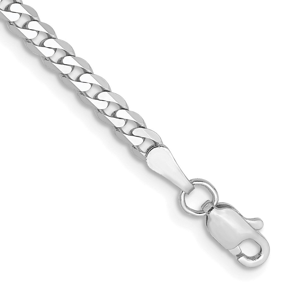 Solid;Polished;14K White gold;Lobster;Flat