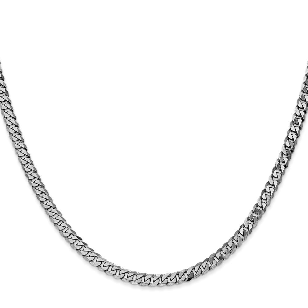 14K White Gold 24 inch 3.9mm Flat Beveled Curb with Lobster Clasp Chain